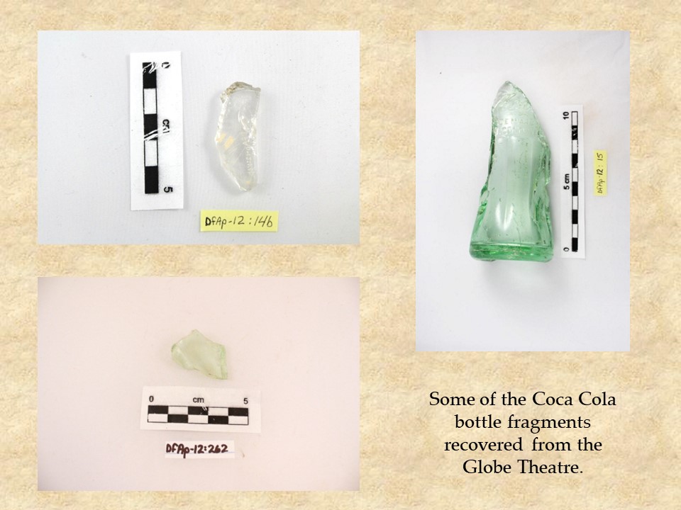 Fragments of Coca Cola bottles found on site