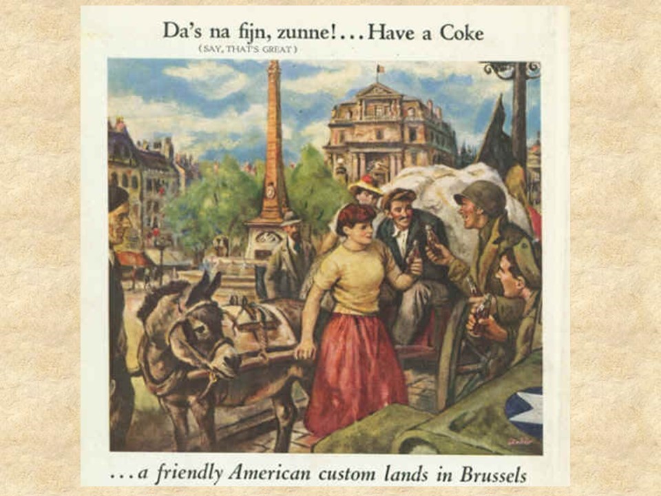 An advertisement for Coca Cola from during the war. Image from www.adbranch.com
